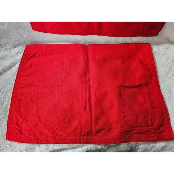 (Set of 2) Germany Place Settings Mats Red Cloth 10X14" Embroidered Pocket - Picture 11 of 11